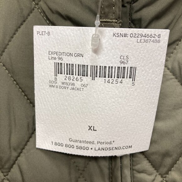 Lands' End Quilted Dory Jacket, Women's Size XL (18-20), Olive Green, Zip, NEW - Picture 9 of 11